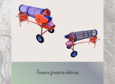 Peneira giratória elétrica A peneira giratória IMDI é indicada para peneirar diversos tipos de materiais e atender as necessidades de setores como o da construção civil, agronegócio ou até da reciclagem. Especificações técnicas: Tela galvanizada, cremalheira de ferro fundido, motor monofásico ou trifásico.